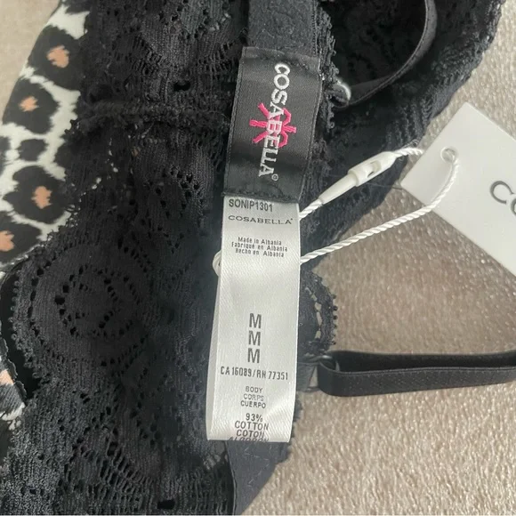 Cosabella Leopard Black Bralette Size Medium - Picture 5 of 6